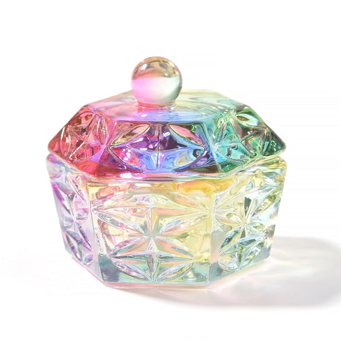 KADS 6Pcs Mini Colorized Glaze Nail Art Dappen Dish, Hexagon Crystal with Cap