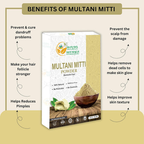 Multani Mitti Earth Clay, 100% Natural Indian Healing Clay Mask for Skin Care, 5.3 oz