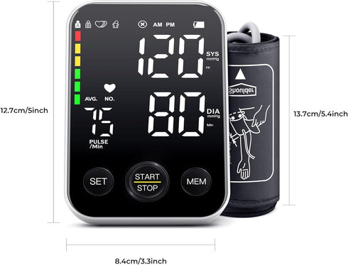 Blood Pressure Monitor for Home Use, Upper Arm BP Machine with 2x120 Reading Memory, Adjustable Cuff & Storage Bag