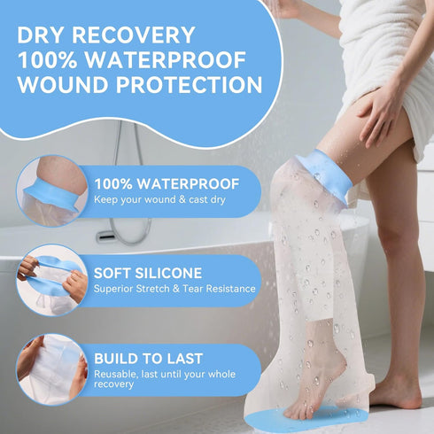 Zolife Cast Covers for Shower Leg Adult Waterproof Full Leg Protector Shower Bandage Wound Showering for Broken Knee