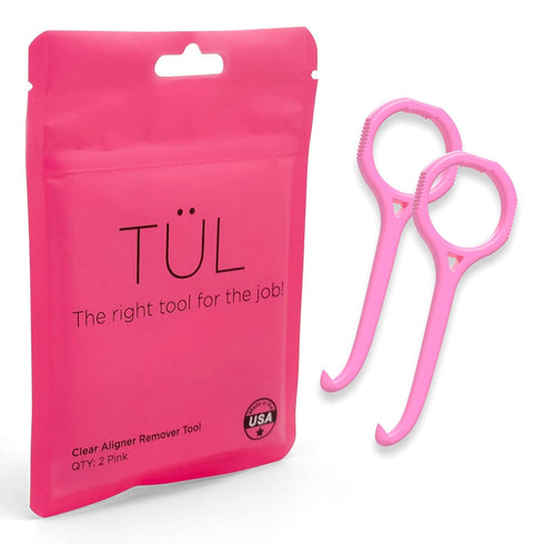TÜL Invisalign Remover Tool, Made in the USA, Lifetime Replacements, Ortho Recommended, Pink 2 Pack