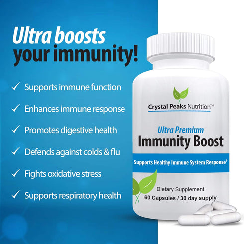 Immune Support Capsules with Elderberry, Vitamin C, Echinacea, Garlic, Zinc, Turmeric - 60 Vegan Capsules