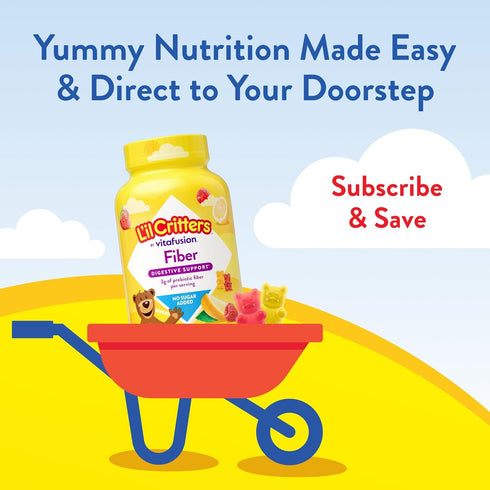Gummy 90 Gummies Lil Critters Fiber Daily Supplement for Kids, for Digestive Support, Berry and Lemon Flavors