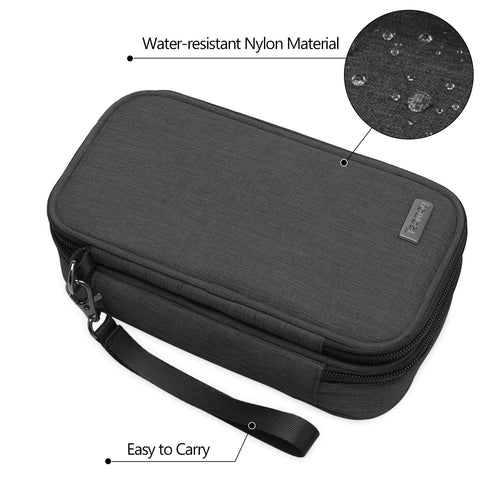 Teamoy Travel Makeup Brush Bag (up to 8.5") - Professional Cosmetic Organizer Case with Handle Strap, Black