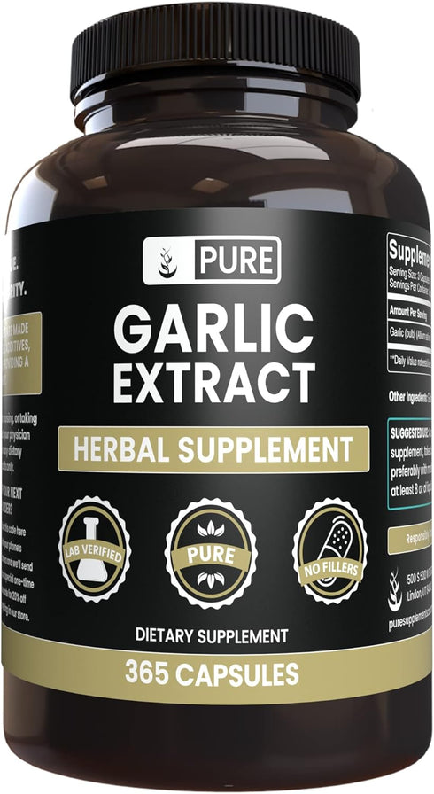 Pure Original Ingredients Garlic Extract (365 Capsules) No Fillers, Always Pure and Lab Verified