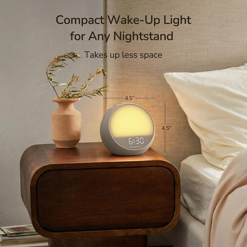 HOUSBAY MINI Sunrise Alarm Clock with Sound Machine, Rhythm Wake-Up Light, White Noise for Sleeping, Compact Phone-Free