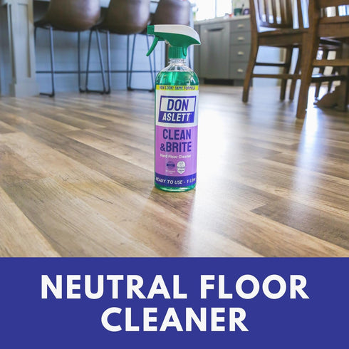 Set (1 32 Oz Don Aslett Clean & Brite Quart Concentrate and Ready-To-Use Spray Bottle) Floor Cleaner | Restore Natural