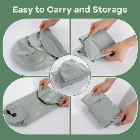 U-Shaped Full Body Bath Pillow for Tub - 2 Pcs Inflatable Bath Pillows with Adjustable Button for Relaxation