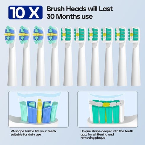 SEAGO Electric Toothbrush with 10 Brush Heads, Travel Toothbrush with Case and Timer for Adults