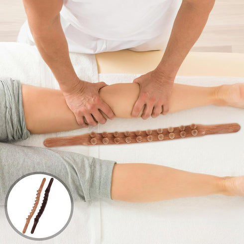 SWETRACE 2pcs Double Row Carbonized Wood Massage Sticks Roller Massager for Muscle Scraping and Manual Body Massage