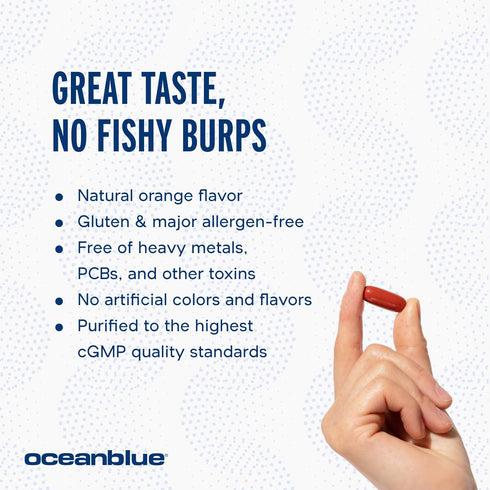 Oceanblue Professional Omega-3 2100 with Turmeric - 60 Count, Triple Strength Burpless Fish Oil for Heart Health