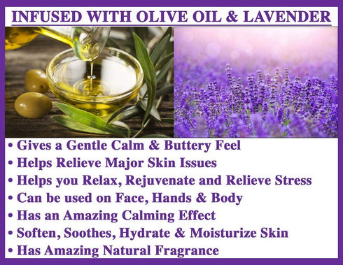 Olivia Care Lavender Bar Soap - 4 Pack Box Set, 100% Natural, Vegan, Hydrating for Face & Body