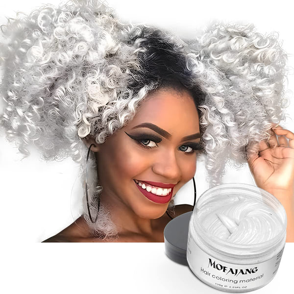 White Hair Color Wax Pomades, 4.23 oz - Natural Hair Coloring Wax for Cosplay and Party