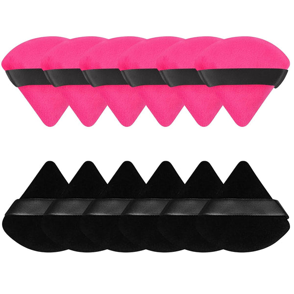 Pimoys 12 Pieces Powder Puff Soft Face Makeup Sponge, Velour Triangle for Loose Powder Cosmetic Foundation