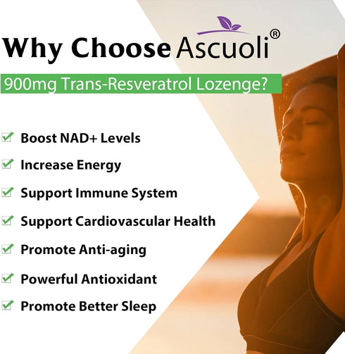 Sublingual Trans-Resveratrol Purity 99%, 3-in-1 Advanced Formula Resveratrol Supplement for Boost NAD+, Immune & Energy