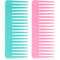 Large Hair Detangling Comb, Wide Tooth Comb for Curly Hair, Wet Dry Hair (Cyan, Pink)