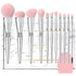 Professional Makeup Brush Set - Luxury 11pcs Silver Glitter Crystal Kit with Vegan Soft Synthetic Hair