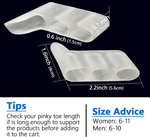 JKcare Pinky Toe Separators & Protectors, Silicone Little Toe Spacer for Overlapping, Curled, Hammer Toe, Tailor’s