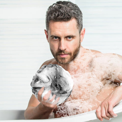 Bath Loofah Shower Sponge, Soft Mesh Exfoliating Loofa for Women & Men, 4 Pack Bath Accessories Cleaning Tool