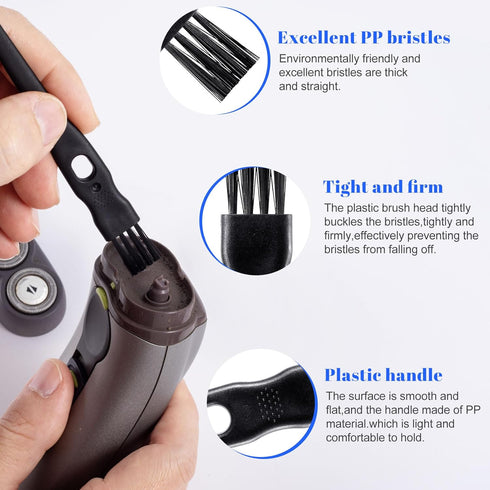 PAGOW 24 Pcs Electric Razor Cleaning Brush, Shaver Razor Clipper Cleaner Brush with Nylon Bristles, 2 Sizes (Black)
