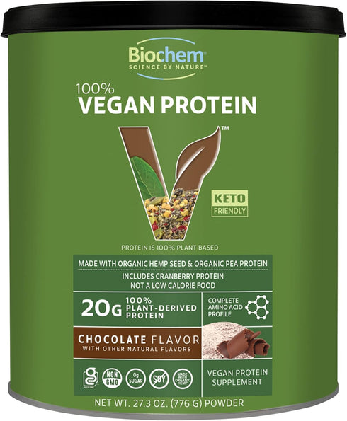 Biochem Sports 100% Vegan Protein, Chocolate, 26 oz