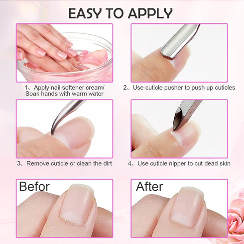 Makartt Cuticle Trimmer with Pusher, 3 PCS Pink Nail Tools for Professional Manicure & Pedicure