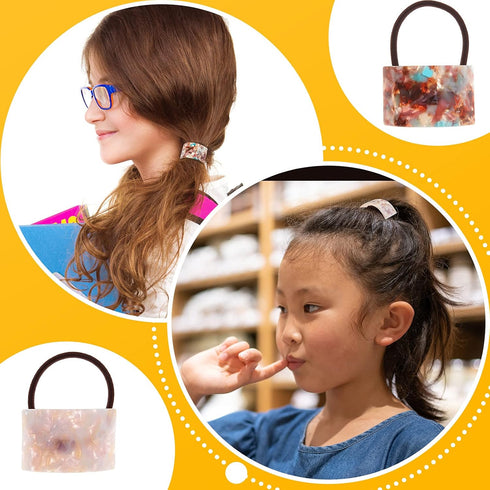 Willbond 4 Pieces Acrylic Ponytail Cuff, Tortoise Shell High Pony Rope Hair Ties, Sweet Color for Women Accessories