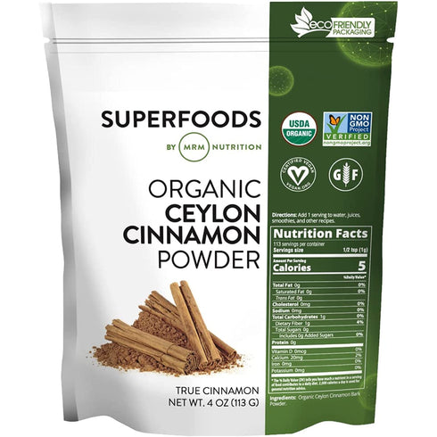 MRM Nutrition Organic Ceylon Cinnamon Powder, Superfoods, Vegan + Gluten-free, 113 servings