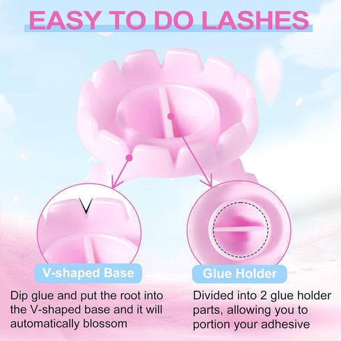 NXJ INFILILA 100PCS Disposable Plastic Glue Rings for Eyelash Extensions, Nail Art Tattoo Holder, Blossom Smart Cups