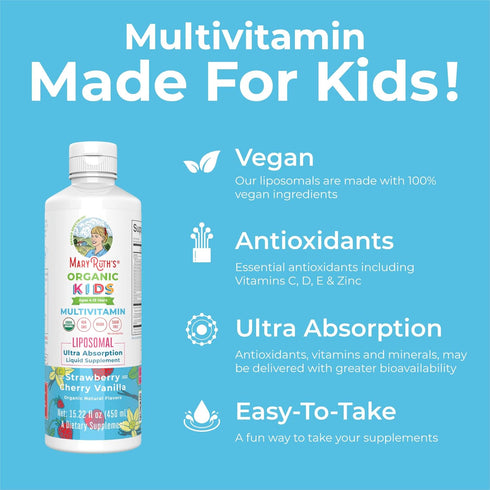 MaryRuth Organics Multivitamin for Kids - Sugar Free Liquid Vitamins, Immune Support, 15.22 Fl Oz