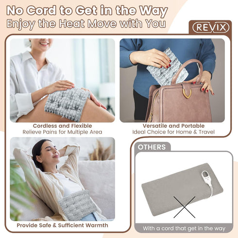 REVIX Microwave Heating Pad for Pain Relief - 8 * 14" Flaxseeds Heating Pad for Cramps, Muscle Ache, Joints