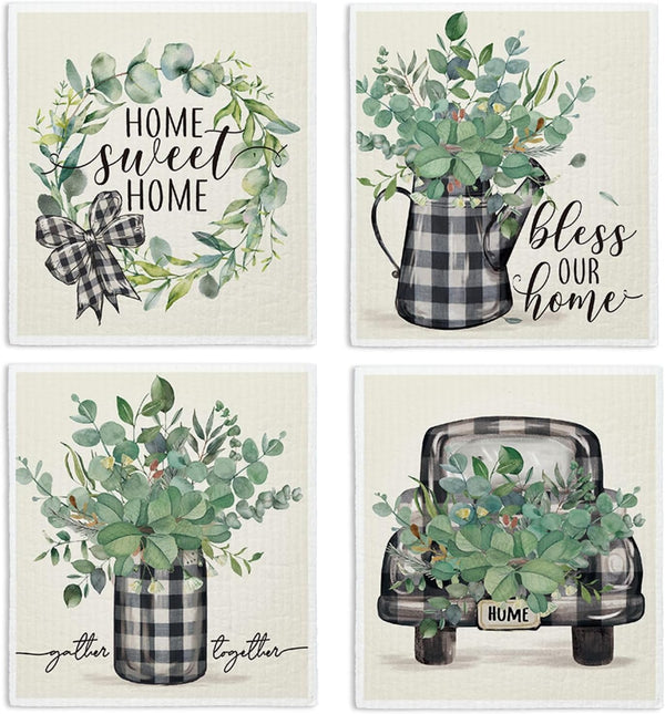 LARTSFRO Bless This Home Swedish Dishcloths for Kitchen, Home Sweet Home, Swedish Dish