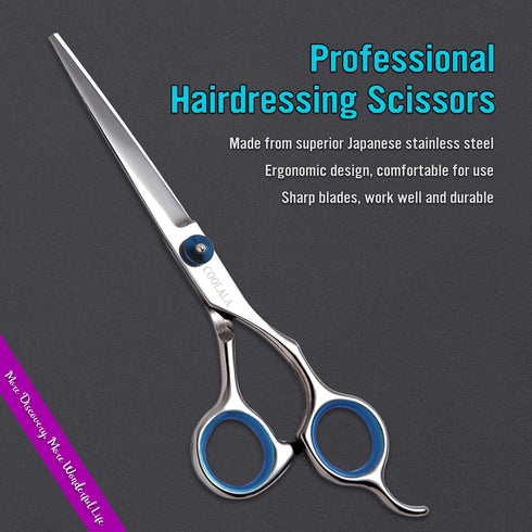 Stainless Steel Hair Cutting Scissors 6.5 Inch - Professional Salon Barber Haircut Shears, One Comb Included