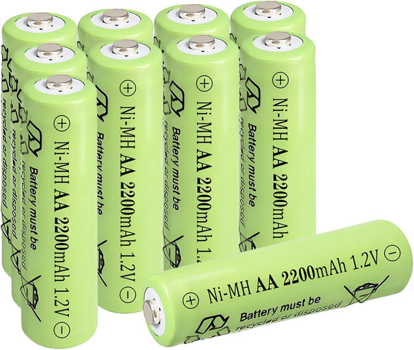 Zsolarigt NiMH AA 2200mAh 1.2V Rechargeable Batteries 10 Counts, High Capacity Double A