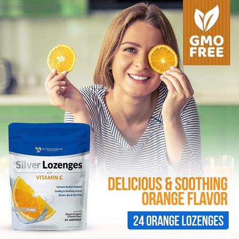 Silver Lozenges with Vitamin C - Premium Nano Silver 60 PPM Colloidal Silver, Organic Honey and Vitamin C Mineral