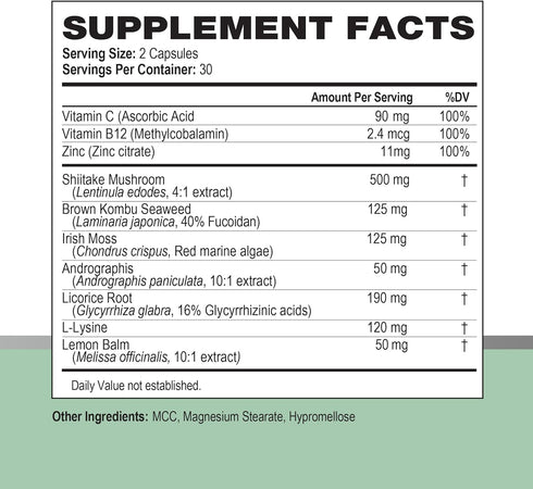 Simplix Natural Supplement for Immune System Support, 60 Veggie Capsules with Researched Mushroom & Seaweed