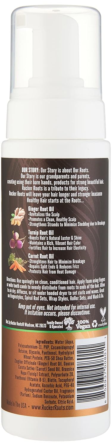 Rucker Roots Texture Styling Mousse for Natural Styles, Wash & Go, Wet or Dry Styles, Heat Styling