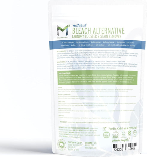 M2 mild & mighty 2.5 Bleach Alternative Stain remover Laundry Booster to Brighten Whites, Chlorine Free, Natural