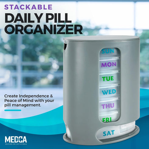 Pack 2 7 MEDca Weekly Pill Organizer, of Dispensers, Stackable Compartments Four Times-a-Day - Morning, Noon, Evening
