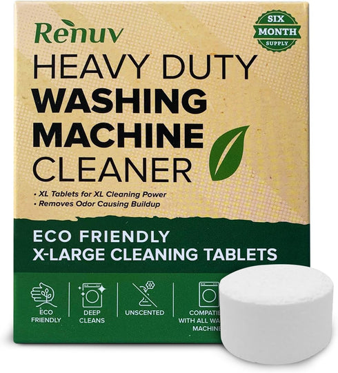 Heavy Duty Washing Machine Cleaner and Descaler, Deep Cleaning Tablets for Front Load or Top Load Washer (12 Pack)