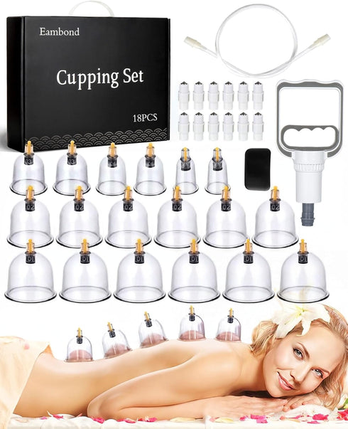 Cupping Kit for Pain Relief, Cupping Therapy Sets with Pump & Vacuum Silicone Cups for Muscle Therapy at Home