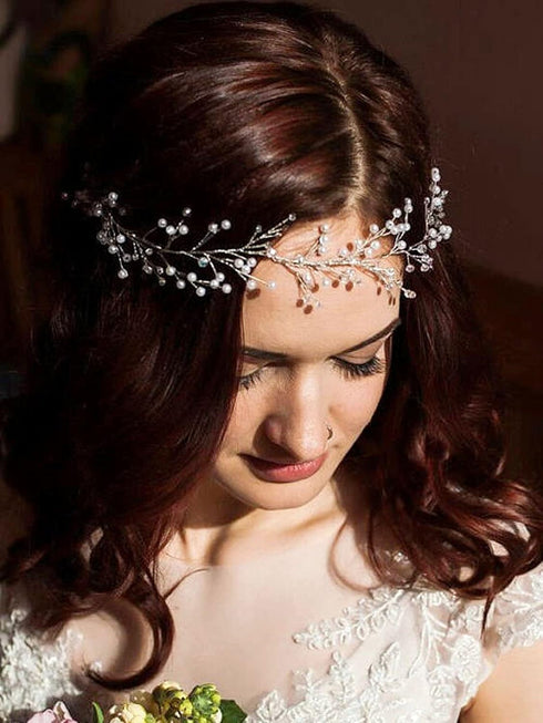 Yean Babys Breath Hair Piece, Wedding Hair Vine, Silver Rhinestone Headband, Bridal Flower Vine Accessories
