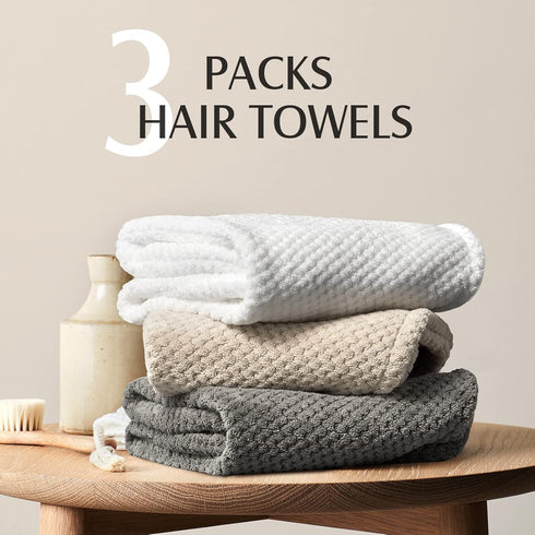 YFONG 3 Pack Large Microfiber Hair Towel Wrap, 30" x 10" Quick Dry Hair Towels for Women, Super Absorbent
