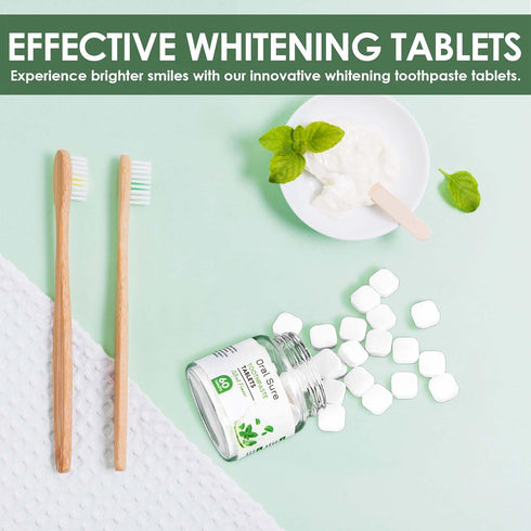 Toothpaste Tablets - Mint Flavor, Anti-Plaque, Anti-Cavity, Prevents Tooth Decay, Anti-Gingivitis, Oral Cleaner, Travel-Friendly, Fluoride-Free