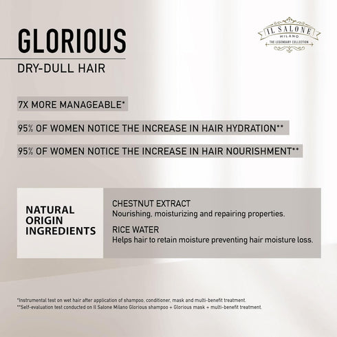 Il Salone Milano Professional Glorious Mask | Hydrating Hair Mask for Dull, Dry Hair | Increases Nourishment with