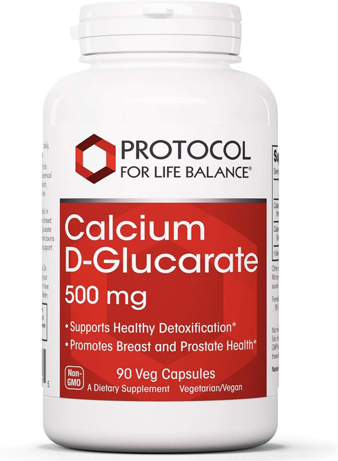 Protocol Calcium D-Glucarate - 500mg Cleanser Detox for Breast & Prostate Health - Non-GMO & Dairy Free - 90 Veg Caps