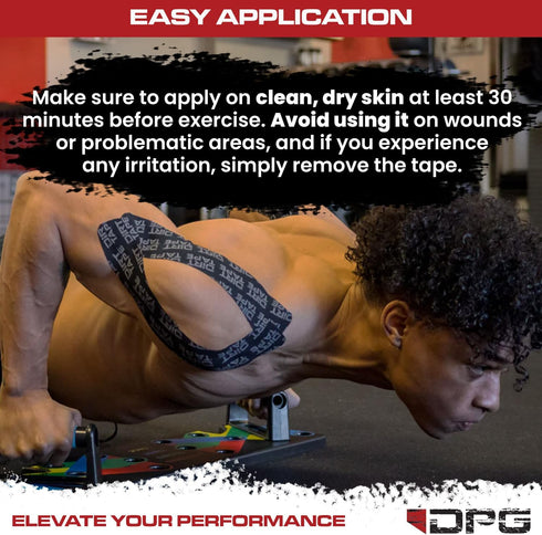 Athletic Kinesiology Tape - Muscle Pain Relief & Joint Support, Premium Elastic Cotton, Latex-Free, Water Resistant,