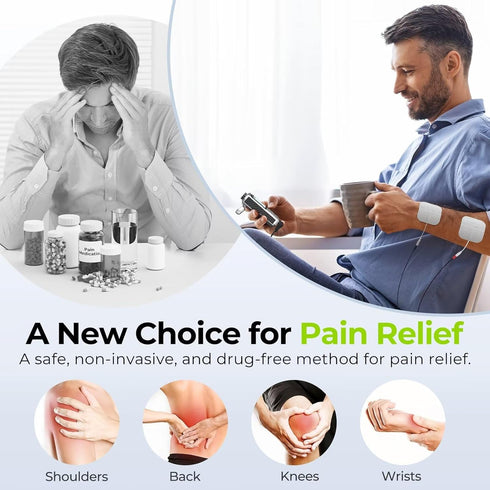 AUVON Rechargeable Digital TENS Unit Muscle Stimulator, 600 mAh Battery, 8 Customizable Modes for Pain Relief