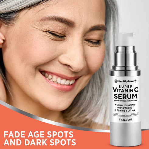 Super Vitamin C Serum for Women Over 70 - Hydrating, Lifting, Face Wrinkle & Age Spots Reduction
