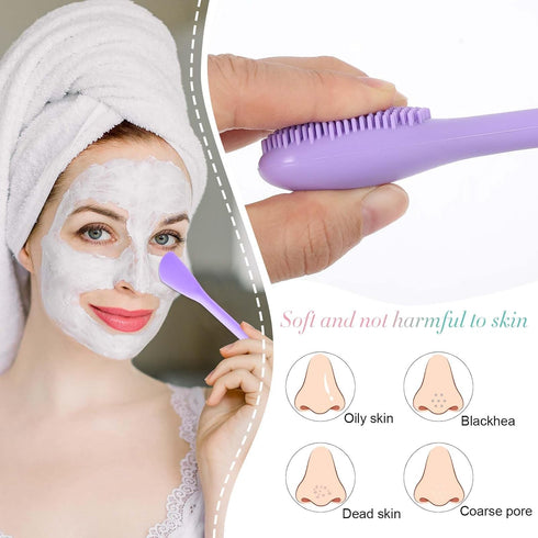 2PCS Manual Facial Cleansing Brush, Silicone 2 in 1 Face Mask Applicator and Scrubber Tool for Exfoliating Makeup